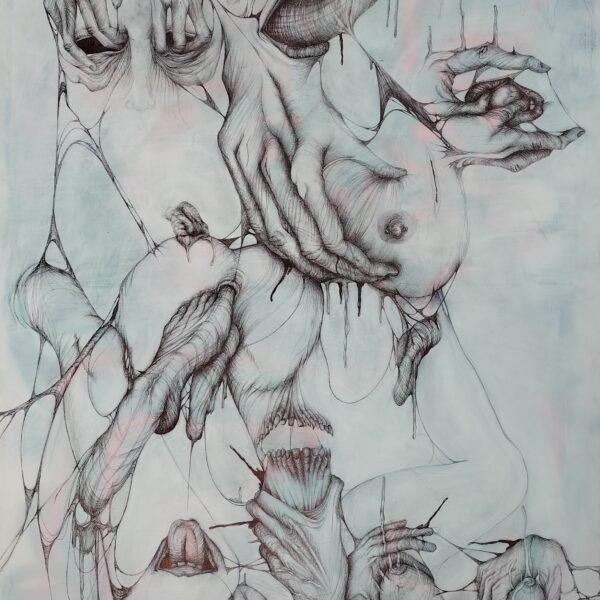 Circulation I, peinture acrylique et stylo Bic, 2023